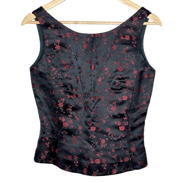 Ann Taylor Y2K Embroidered Silk Top Womens 4 Whimsigoth Vamp Fairy Grunge Floral - Picture 1 of 5